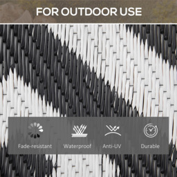 Outsunny Black and White Reversible Outdoor Rug 152 x 243cm - Size: 152 x 243 x 0.3cm - Wilko - thumbnail 6
