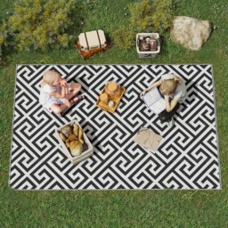 Outsunny Black and White Reversible Outdoor Rug 152 x 243cm - Size: 152 x 243 x 0.3cm - Wilko - thumbnail 3