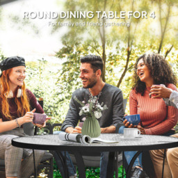 Outsunny 4 Seater Round Garden Dining Table with Parasol Hole - Black - Wilko - thumbnail 7