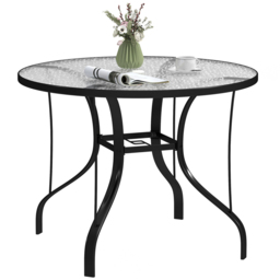 Outsunny 4 Seater Round Garden Dining Table with Parasol Hole - Black - Wilko - thumbnail 3