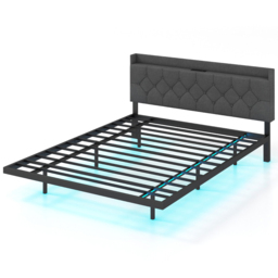 Costway King Size Grey Floating Bed Frame with Charging Station - Wilko - thumbnail 3