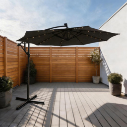 Home Source Palmera Grey Solar LED Cantilever Parasol 3m - Wilko - thumbnail 7