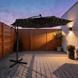 Home Source Palmera Grey Solar LED Cantilever Parasol 3m - Wilko - thumbnail 3