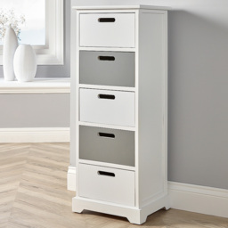 Home Source Ullswater 5 Drawer White and Grey Storage Unit - Size: 92 x 30 x 35cm - Wilko - thumbnail 1