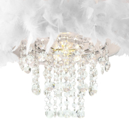 Happy Homewares White Feather Drum Pendant Shade with Clear Acrylic Droplets - Size: 36 x 32 x 32cm - Wilko - thumbnail 5