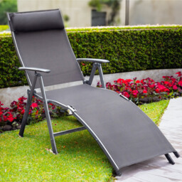 Outsunny Sun Lounger Recliner Grey - Size: 100.5 x 63.5 x 137cm - Wilko - thumbnail 1