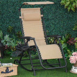 Outsunny Beige Zero Gravity Folding Recliner Chair - Size: 1 Seater - Cream - Wilko