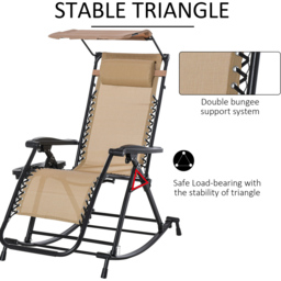 Outsunny Beige Zero Gravity Folding Recliner Chair - Size: 1 Seater - Cream - Wilko - thumbnail 7