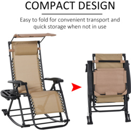 Outsunny Beige Zero Gravity Folding Recliner Chair - Size: 1 Seater - Cream - Wilko - thumbnail 5