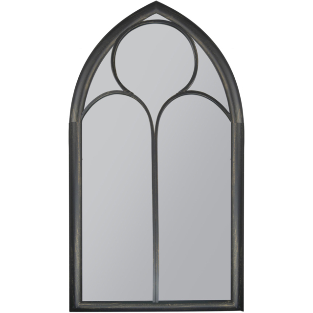 MirrorOutlet Somerley Black Chapel Arched Garden Mirror 150 x 81cm - Size: 150 x 81 x 3cm - Wilko - image 1