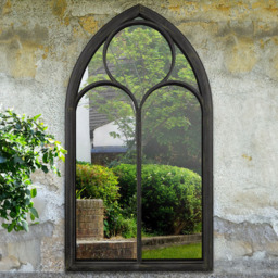 MirrorOutlet Somerley Black Chapel Arched Garden Mirror 150 x 81cm - Size: 150 x 81 x 3cm - Wilko - thumbnail 3