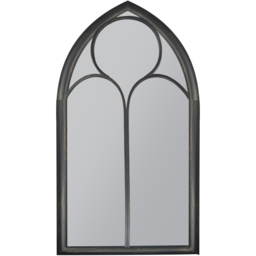 MirrorOutlet Somerley Black Chapel Arched Garden Mirror 150 x 81cm - Size: 150 x 81 x 3cm - Wilko - thumbnail 1