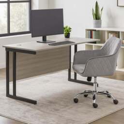 Kosy Koala Grey Wooden Office Desk with Velvet Upholstered Chair - Wilko - thumbnail 1