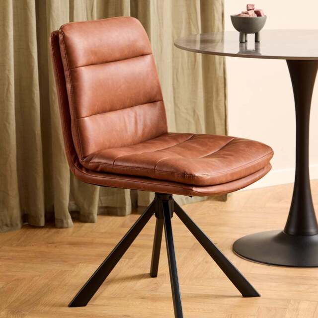 Florence Dean Brandy PU Swivel Dining Chair Set of 2 - Brown - Furniture To Go - Wilko - image 1