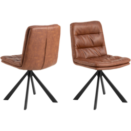 Florence Dean Brandy PU Swivel Dining Chair Set of 2 - Brown - Furniture To Go - Wilko - thumbnail 3