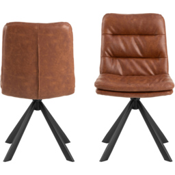 Florence Dean Brandy PU Swivel Dining Chair Set of 2 - Brown - Furniture To Go - Wilko - thumbnail 4