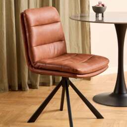 Florence Dean Brandy PU Swivel Dining Chair Set of 2 - Brown - Furniture To Go - Wilko