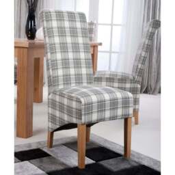 Krista Set of 2 Herringbone Check Cappuccino Roll Back Dining Chair - Brown - Wilko