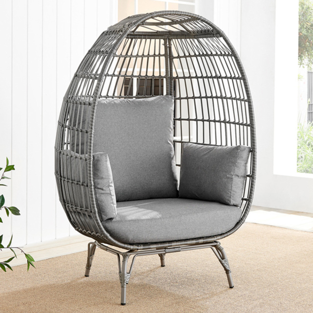Furniturebox Veza Grey PE Resin Rattan Egg Chair with Cushions - Size: 1 Seater - Wilko - image 1