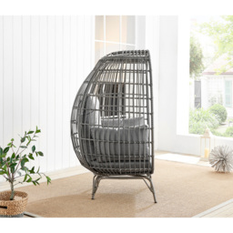 Furniturebox Veza Grey PE Resin Rattan Egg Chair with Cushions - Size: 1 Seater - Wilko - thumbnail 5