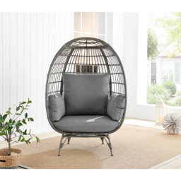 Furniturebox Veza Grey PE Resin Rattan Egg Chair with Cushions - Size: 1 Seater - Wilko - thumbnail 4