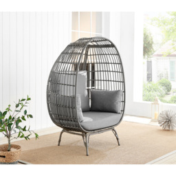 Furniturebox Veza Grey PE Resin Rattan Egg Chair with Cushions - Size: 1 Seater - Wilko - thumbnail 3
