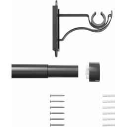 Rothley 125-216cm Gunmetal Extendable Stud Finials Curtain Pole - Silver - Wilko - thumbnail 4