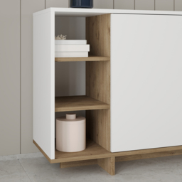 Decortie Stockton 3 Door White Oak Effect Sideboard - Size: 80 x 170 x 40cm - Multi - Wilko - thumbnail 5