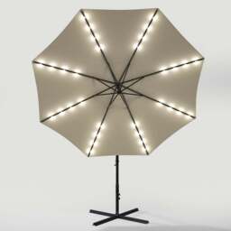 Living and Home Beige Solar LED Crank Lift  Parasol with Cross and Fillable Base 3m - Cream - Wilko - thumbnail 6