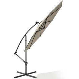 Living and Home Beige Solar LED Crank Lift  Parasol with Cross and Fillable Base 3m - Cream - Wilko - thumbnail 4