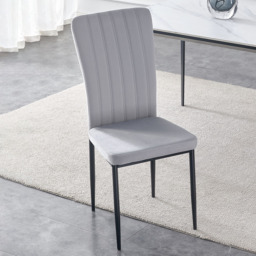 Elle Set of 2 Light Grey Velvet Effect Plush Padded Upholstered Dining Chair - MCC - Wilko
