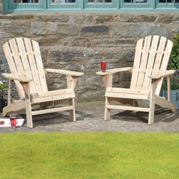 Garden Gear Wooden Adirondack Chair 2 Pack - Size: 95 x 56 x 28cm - Brown - Wilko - thumbnail 1