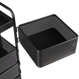 Living and Home Black 5 Tier Kitchen Storage Cart with Wheels - Size: 73 x 26 x 26cm - Wilko - thumbnail 4