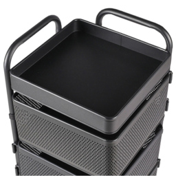 Living and Home Black 5 Tier Kitchen Storage Cart with Wheels - Size: 73 x 26 x 26cm - Wilko - thumbnail 7