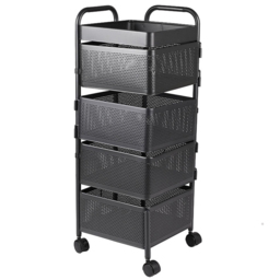 Living and Home Black 5 Tier Kitchen Storage Cart with Wheels - Size: 73 x 26 x 26cm - Wilko - thumbnail 1