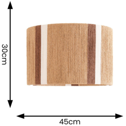 ValueLights Erica Natural Rattan Stripe Drum Ceiling Pendant Lamp Shade - Size: 30 x 45 x 45cm - Brown - Wilko - thumbnail 5