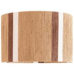 ValueLights Erica Natural Rattan Stripe Drum Ceiling Pendant Lamp Shade - Size: 30 x 45 x 45cm - Brown - Wilko