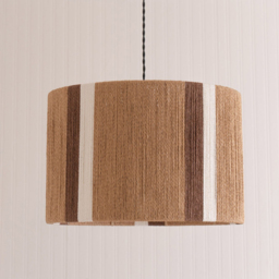 ValueLights Erica Natural Rattan Stripe Drum Ceiling Pendant Lamp Shade - Size: 30 x 45 x 45cm - Brown - Wilko - thumbnail 4