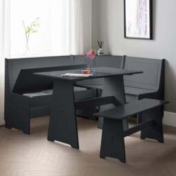 Julian Bowen Newport 6 Seater Corner Dining Set Anthracite - Grey - Wilko