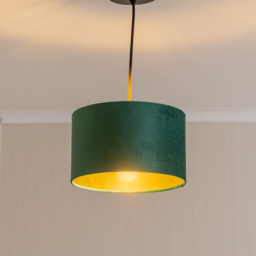 ValueLights Reni Green Velvet and Gold Inner Small Pendant Shade - Size: 15 x 25 x 25cm - Wilko - thumbnail 4