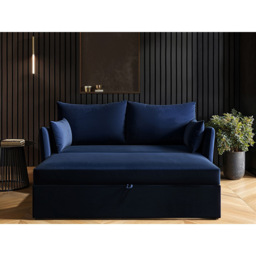 SOLACE+CO Skyler 2 Seater Navy Velvet Sofa Bed - Blue - Wilko - thumbnail 6