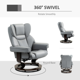 Portland Light Grey PU Leather Recliner Armchair with Footrest - Size: Single - Wilko - thumbnail 7