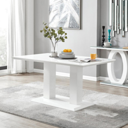 Furniturebox Molini Fortana 6 Seater Dining Set White Gloss Black and Chrome - Wilko - thumbnail 3