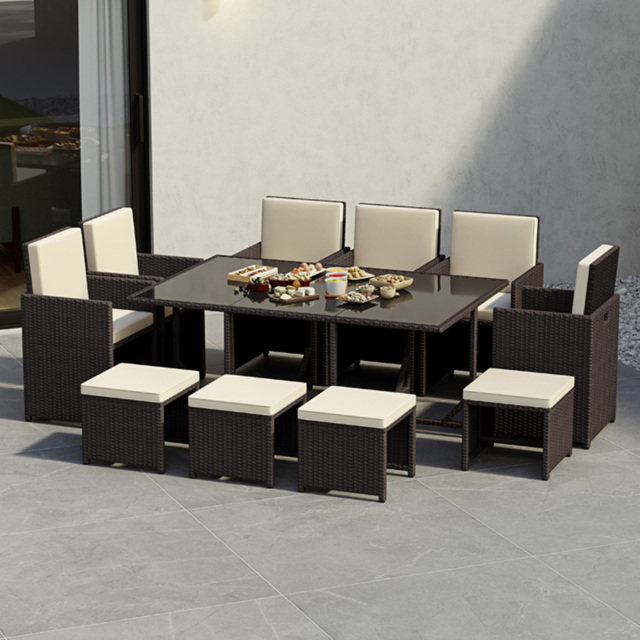 Garden Vida Cuba Rattan Effect 10 Seater Garden Dining Set Brown - Wilko - image 1