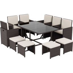 Garden Vida Cuba Rattan Effect 10 Seater Garden Dining Set Brown - Wilko - thumbnail 3