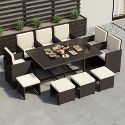 Garden Vida Cuba Rattan Effect 10 Seater Garden Dining Set Brown - Wilko - thumbnail 4