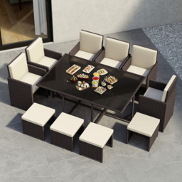 Garden Vida Cuba Rattan Effect 10 Seater Garden Dining Set Brown - Wilko - thumbnail 6