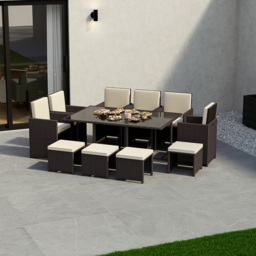 Garden Vida Cuba Rattan Effect 10 Seater Garden Dining Set Brown - Wilko - thumbnail 5