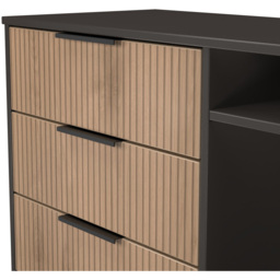Crowndale Hong Kong 3 Drawer Slatt Effect and Graphite TV Sideboard Ready Assembled - Size: 75 x 97 x 40cm - Slatt Effect & Graphite - Wilko - thumbnail 6