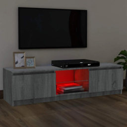 vidaXL 2 Door 2 Shelf Grey Sonoma TV Cabinet with LED Lights - Size: 36 x 120 x 30cm - Wilko